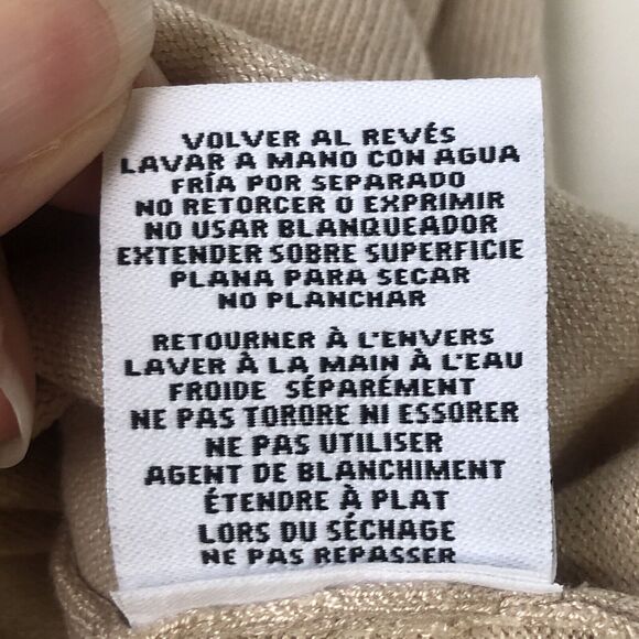 Ruby Rd. Women’s Embellished V neck 3/4 Sleeve Glacé Buff Sweater Small NWT - Picture 14 of 14